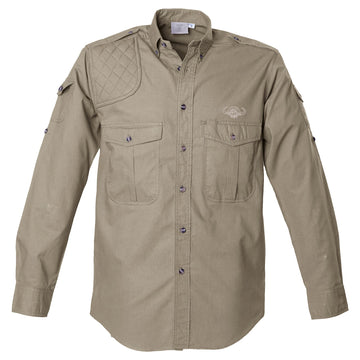 Shooter Shirt for Men with Embroidered Buffalo Logo - L/Sleeve Tag Safari